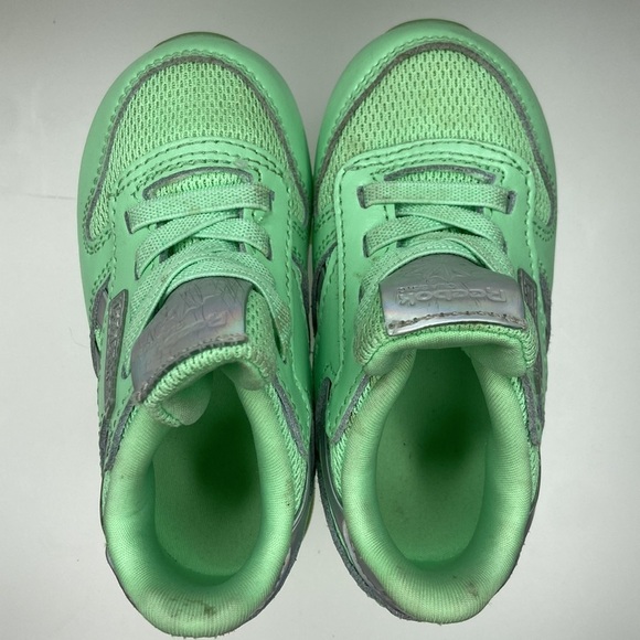 Reebok Toddler Girls Mint/Silver Classic Leather Running Sneaker Shoes Size 5 US - Picture 6 of 17